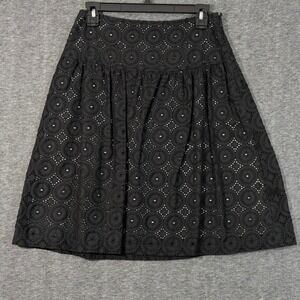 Apostrophe Womens Black Eyelet Lace 100 % Cotton A-Line Skirt Side Zip Size 2